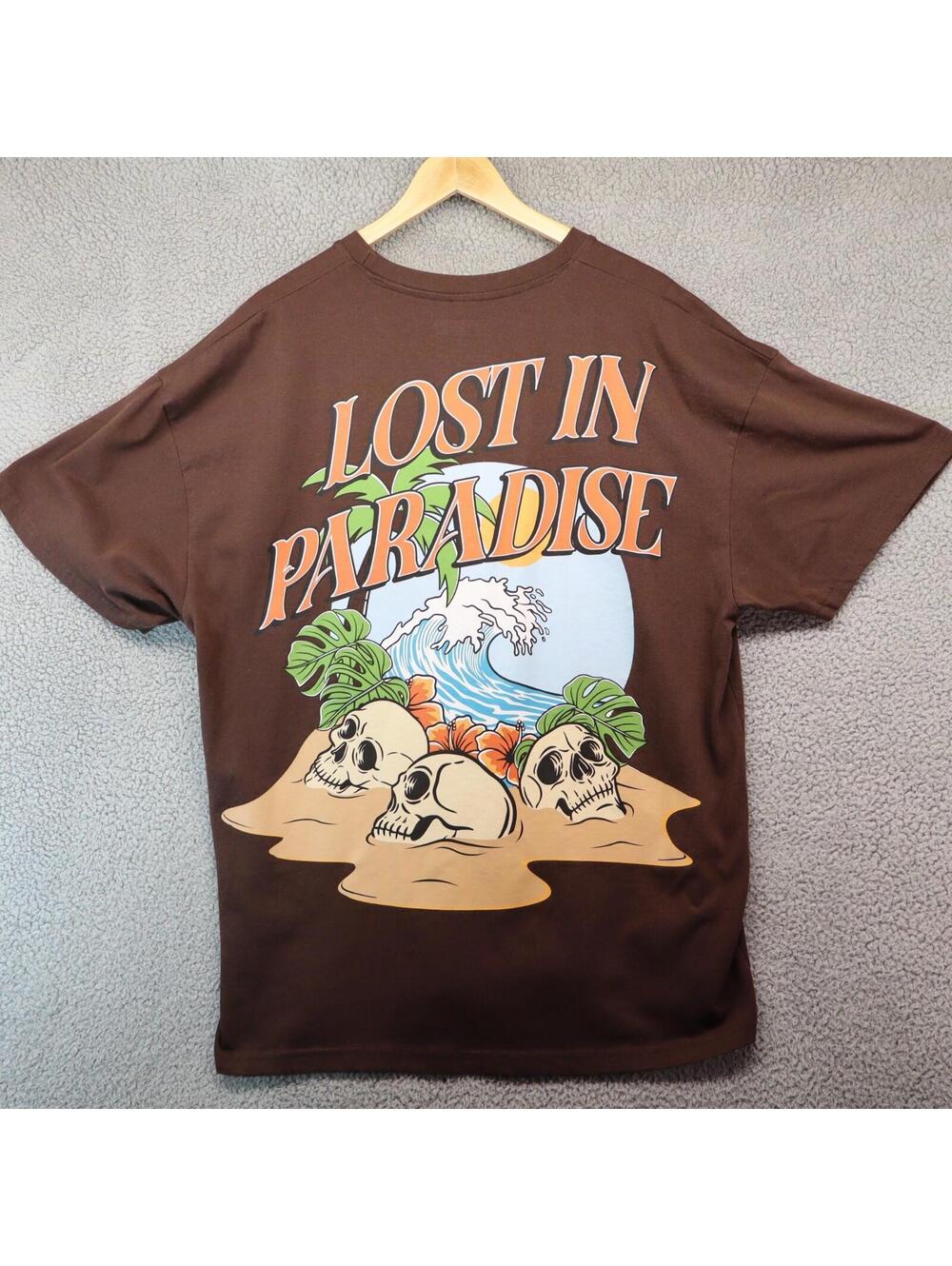 Thirty Single Men Shirt 2XL "Lost in Paradise" Brown Cotton